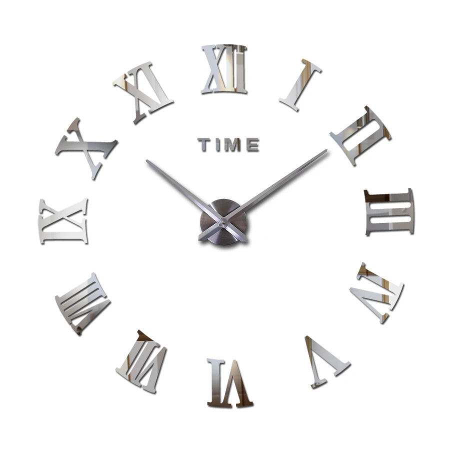 Diy Wall Cock Promotion New Home Decor Large Roman Mirror Fashion  Modern Quartz Clocks Living Room  Sticker Watch