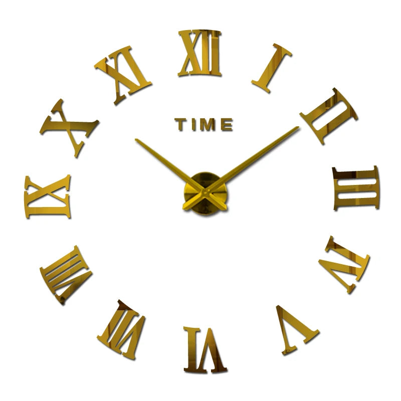 Diy Wall Cock Promotion New Home Decor Large Roman Mirror Fashion  Modern Quartz Clocks Living Room  Sticker Watch